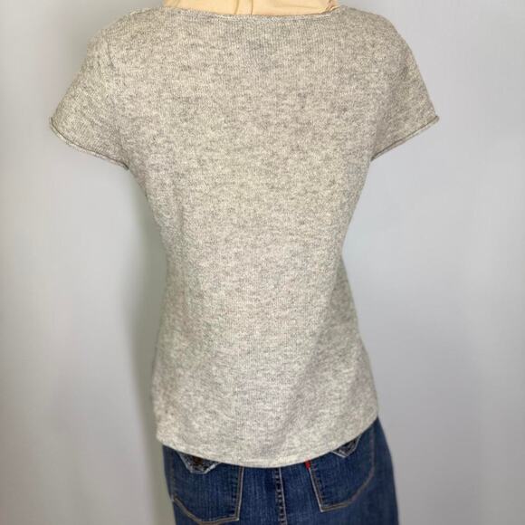 Cynthia Crowley grey heather SS cashmere sweater - Picture 4 of 6